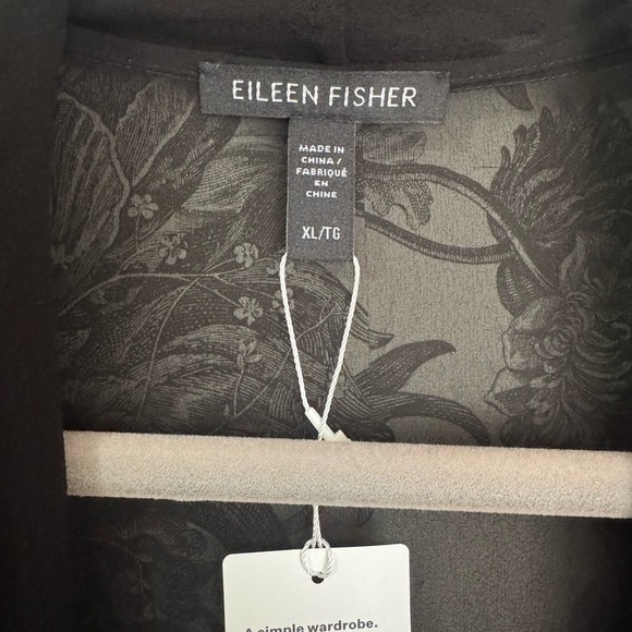 Eileen Fisher 100% Silk Georgette Cardigan Sheer Black Lagenlook womens XL - Picture 12 of 15
